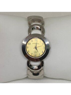 Strada women’s watch silver tone 26mm quartz analog links bracelet 7” running